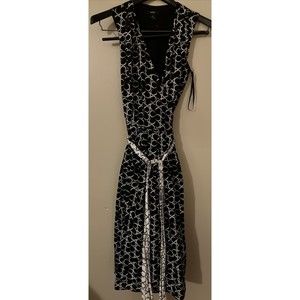 ALFANI Belted Sleeveless Dress Size 6 Black/White